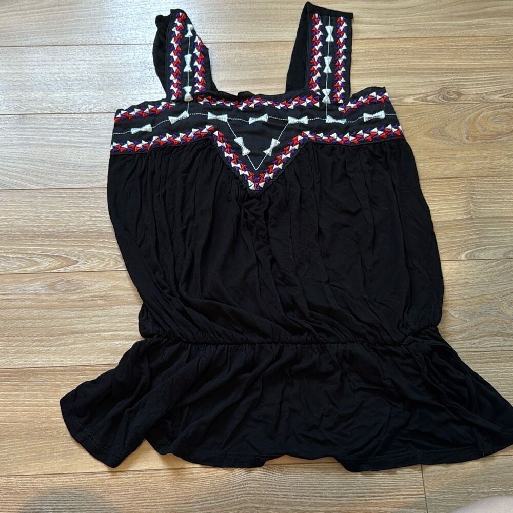 Chevron Stitching‎ Crisscross Peplum Top Size Medium